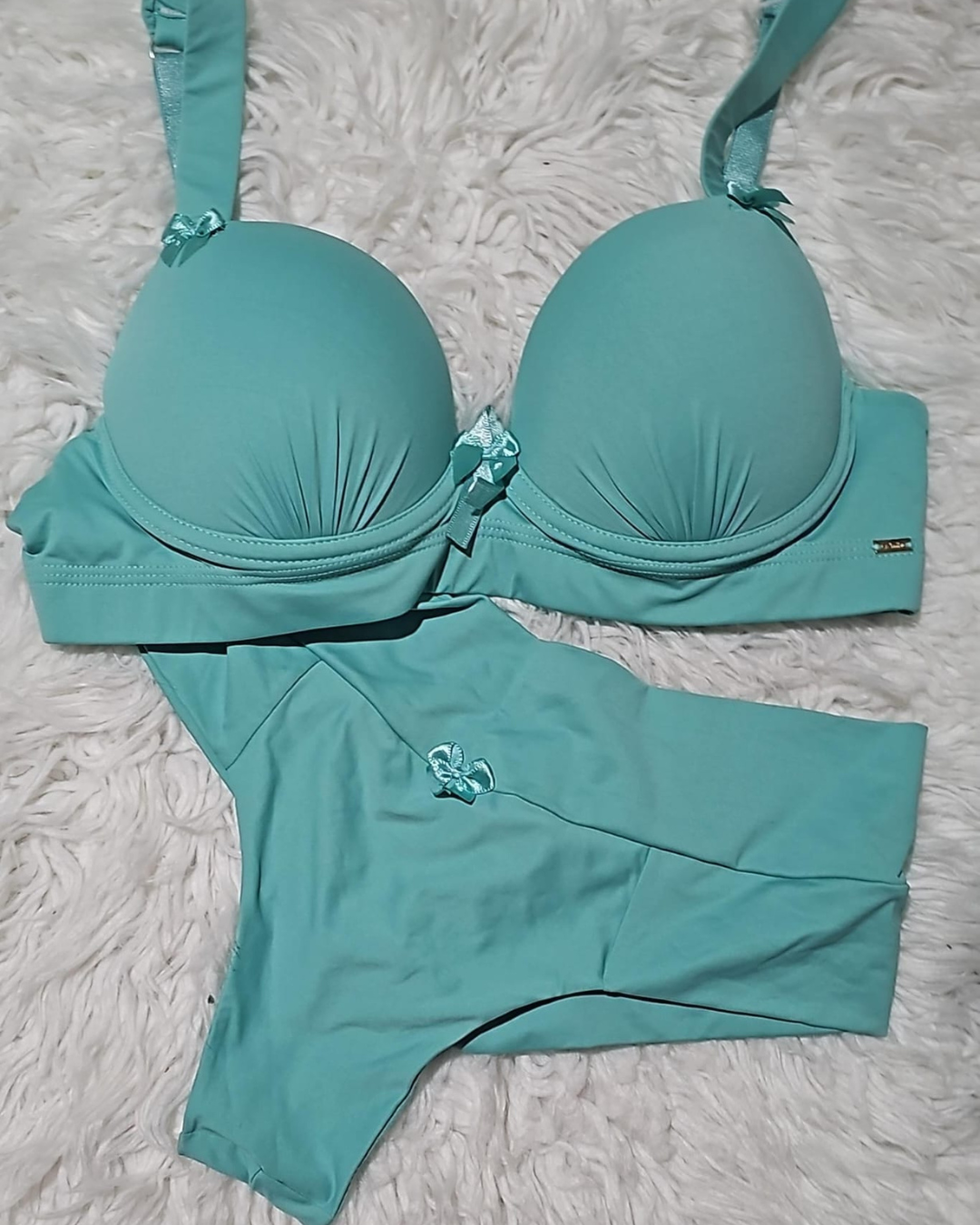 Conjunto Liso Fio Todo Duplo Verde Água