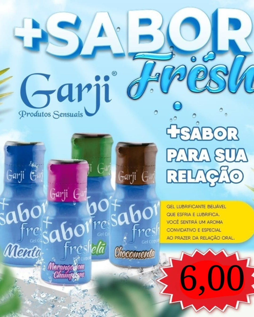 Gel Comestível Mais Sabor Fresh 15 Ml Garji - Sabores